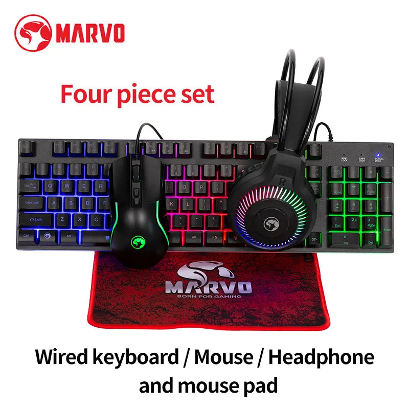 Ensemble Gamer-Clavier+Souris+Tapis+Casque Bluetooth USB