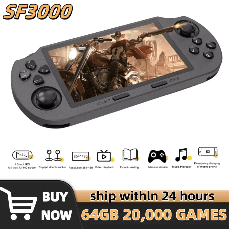 SF3000  Handheld  Game Console Linux System 4.5 Inch 854*480 IPS Screen 3000mAh