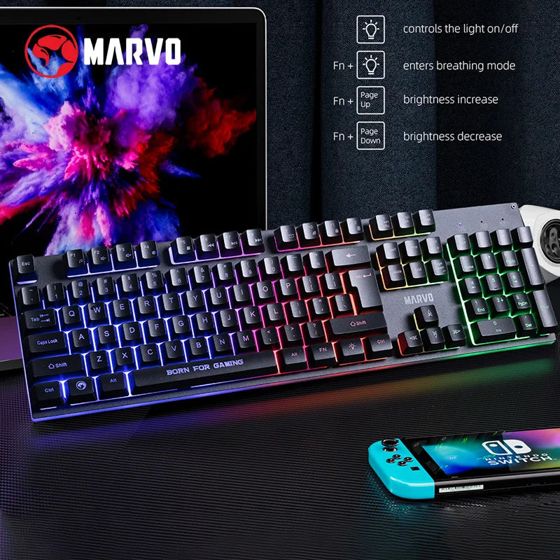 Ensemble Gamer-Clavier+Souris+Tapis+Casque Bluetooth USB